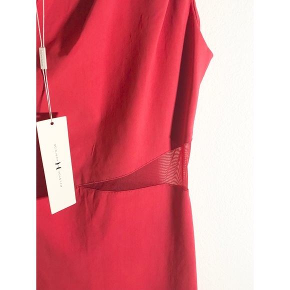 Halston Heritage One Shoulder Ruched Coral Dress - Picture 5 of 5